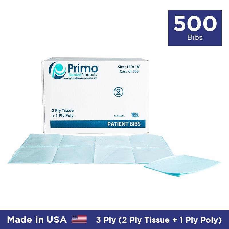 Primo Patient Bib 2-Ply w/Poly 13x18