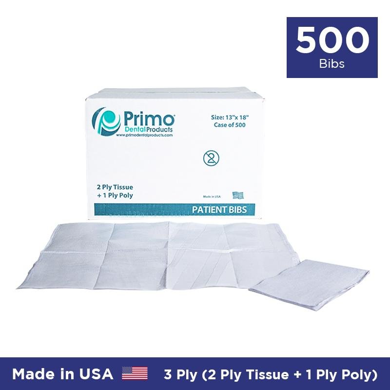 Primo Patient Bib 2-Ply w/Poly 13x18