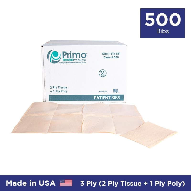 Primo Patient Bib 2-Ply w/Poly 13x18